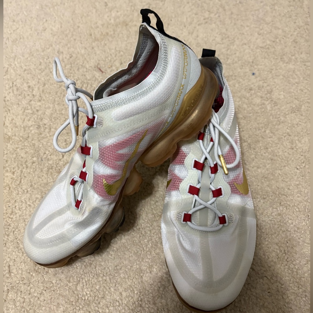 NIKE Air Vapormax 2019 CNY Platinum Grey Gold Red Training Running Shoes- NEW